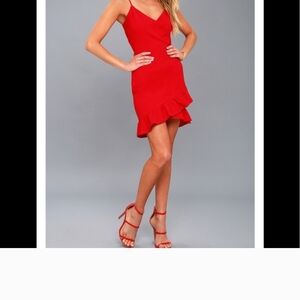 Lulu's Vibrant Red Mini Dress with Ruffle Hem